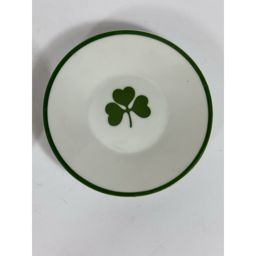 Irish Saucers Vtg C&S 10A31 Bone China Green Rim White Clover 4.5" Set 3 - Picture 4 of 6